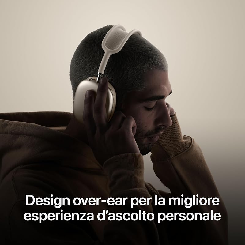 AirPods Max Cuffie wireless over-ear, Cancellazione attiva del rumore di livello pro, Modalità Trasparenza, Audio spaziale personalizzato, Ricarica USB-C, Cuffie Bluetooth per iPhone, Galassia