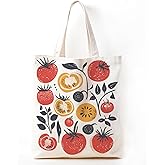 TFKFJLF Farmers Market Tote Bag，Tomato Canvas Tote Bag for Women Aesthetic, Gifts for Gardeners Woman, Garden Theme Party Decorations, Tomato Purse, Reusable Canvas Grocery Bags Foldable