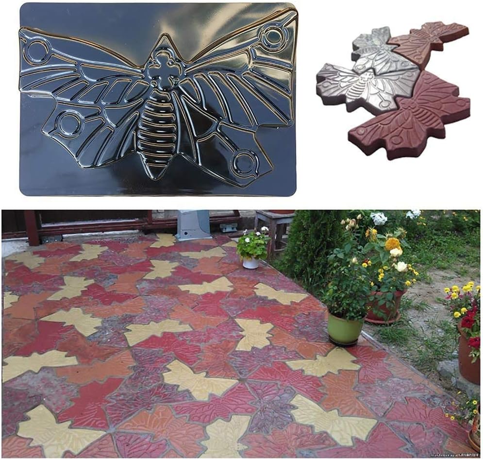 Wacemak1r Floor Tile Mould Plastic Path Maker Mould Garden Concrete Paving Slabs Stepping Stones Moulds DIY Path Molds for Patio Driveway Pavement Walkway 45X31cm (Butterfly Shape)