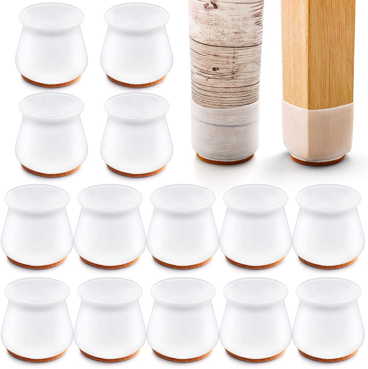 32PCS Silicone Chair Leg Protectors with Felt for Hardwood Floors,Silicone Furniture Leg Cover Pad for Protecting Floors from Scratches and Noise, Smooth Moving for Chair Feet (Round)