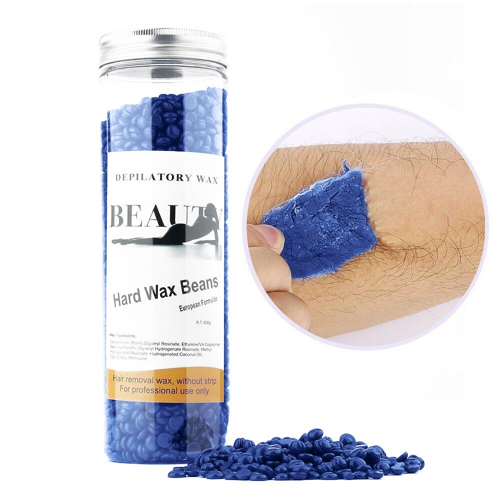 HailiCare Hair Removal Hard Wax Beans - Brazilian Granules, 14 Ounces - Full Body Depilatory Wax Beads Chamomile (Blue)