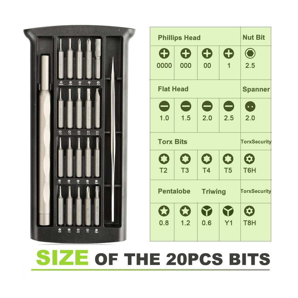 Kingsdun Small Screwdriver Set, 22 in 1 Precision Screwdriver Bit Set with Torx Pentalobe Phillips Flathead and Triwing Magnetic Driver Bits for Eyeglasses, iPhone,Macbook,Xbox & Computer