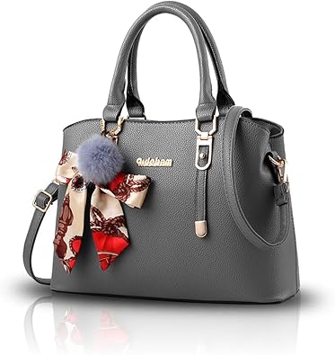 Amazon Nicole Doris 新しいですレディース ハンドバッグ ショルダーバッグ 肩掛け かばん 仕切り通勤 ソフトpu グレー ハンドバッグ