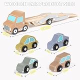 Vanplay Wooden Car Transporter Toy with 4 Cars for Toddlers view 2