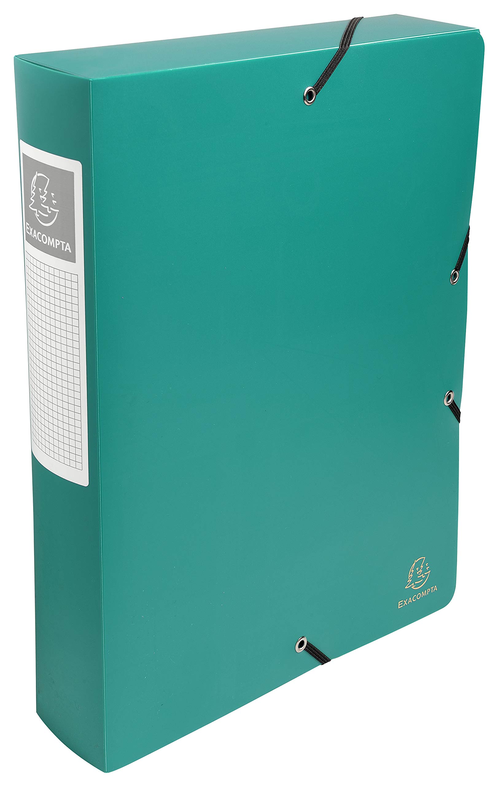 Exacompta - Ref 59883E - Uni PP Elasticated Filing Box - 250 x 330mm in Size, Suitable for Holding A4 Documents, 60mm Spine, Opaque Polypropylene, Spine Label - Green