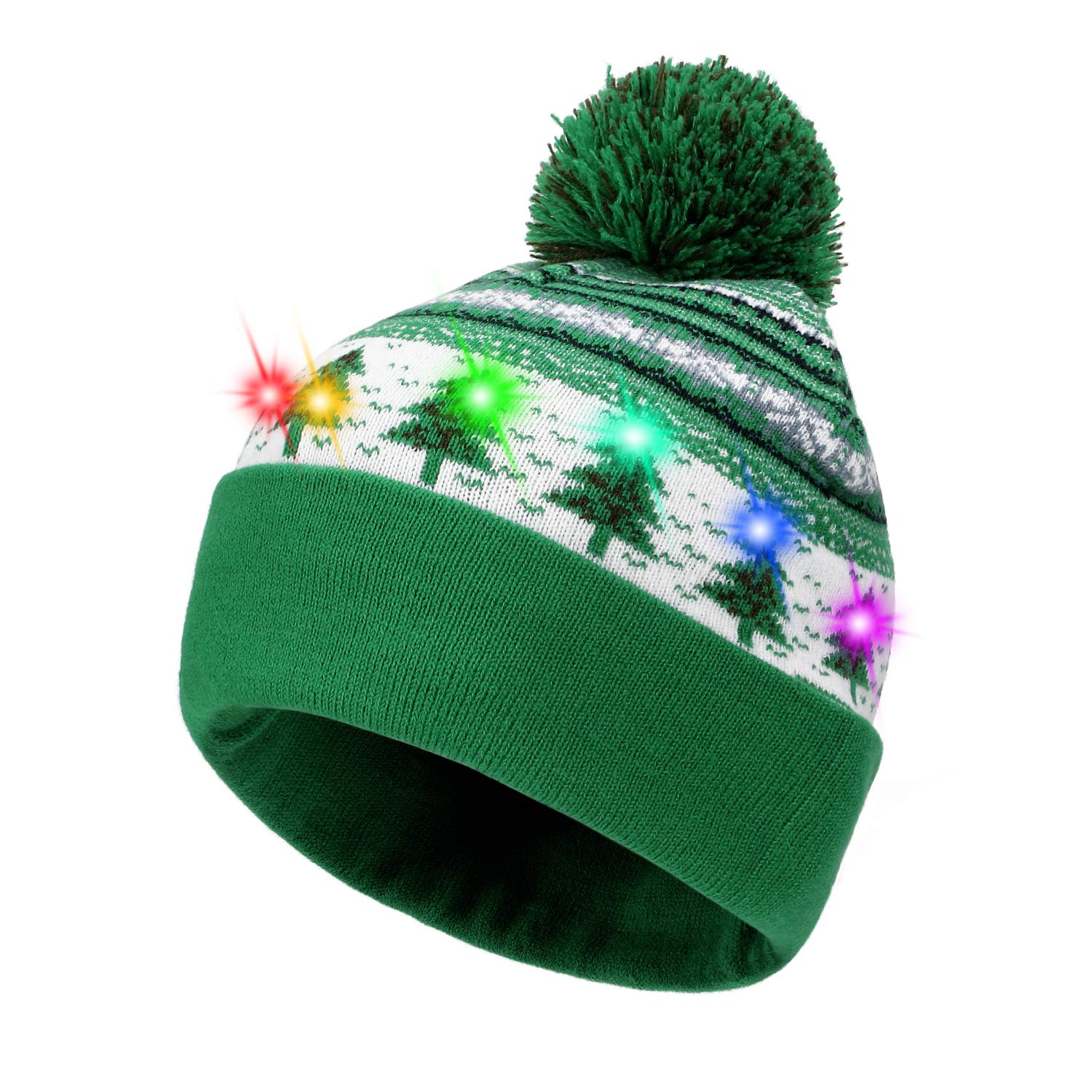Hifot LED Light Up Hat Beanie Knit Cap Bright and Warm Novelty Knitted Beanie Cap for Xmas Christmas Party