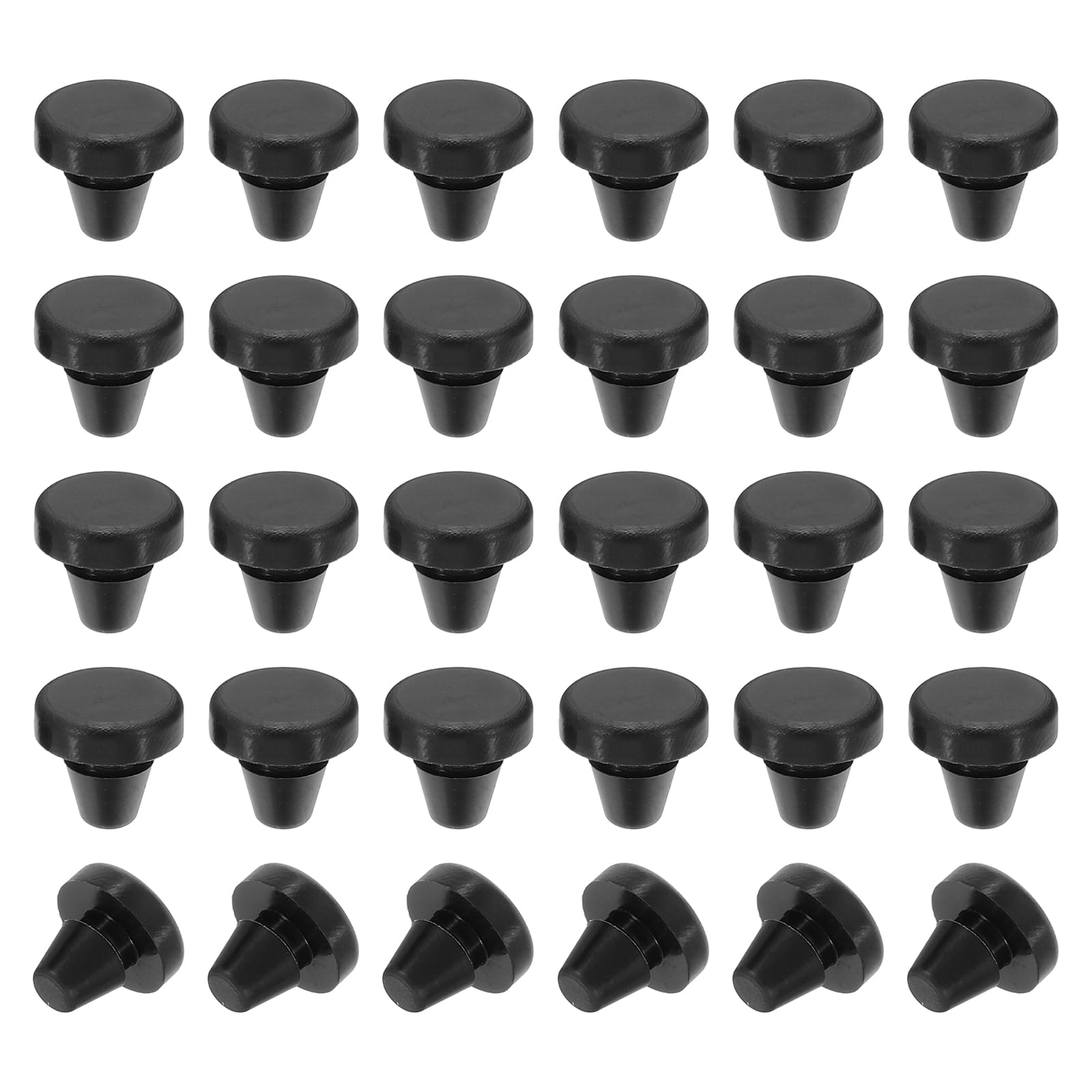 PATIKIL 5mm Diameter Silicone Round Snap, 30 Pcs in Type Locking Furniture Hole Plug Button Thick Head Protective Cover Fit for 5-5.5mm Hole for Seal Bulkhead Cylinder, Black — image 1