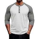 August Alley Men's 3/4 Sleeve Baseball Raglan T-Shirts M-5XL,Big and Tall Henley Tops Sport Athletic Jersey Tee Shirt
