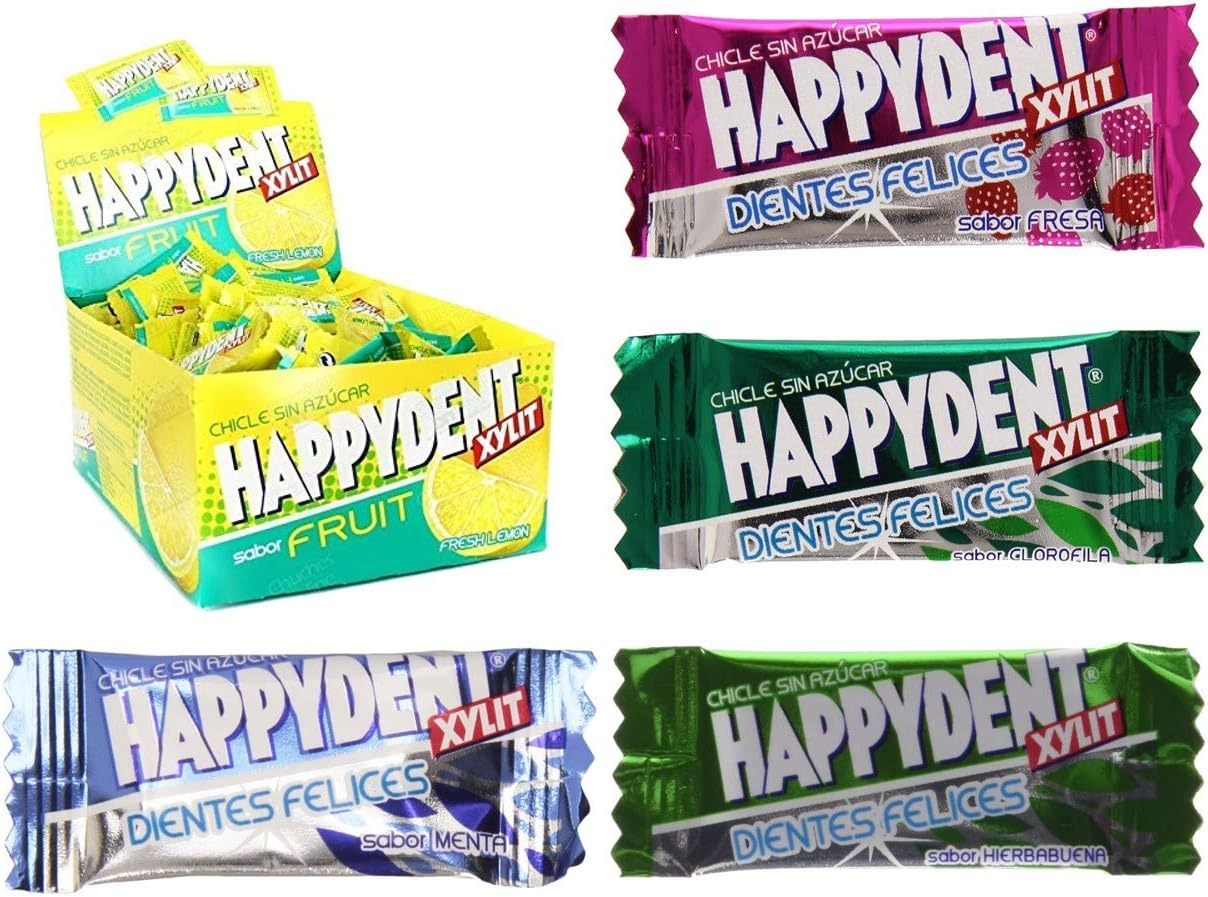 Happydent Pack PERSONALIZABLE chicles sin azúcar sabores (Fresa, Clorofila, Menta, Hierbabuena, Sandía, Limón) [Cajas de 200 ud por sabor]: Amazon.es: Alimentación y bebidas