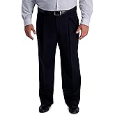 Haggar Men's Iron Free Premium Khaki Classic Fit Pleat Front Expandable Waist Casual Pant(Regular and Big & Tall Sizes)