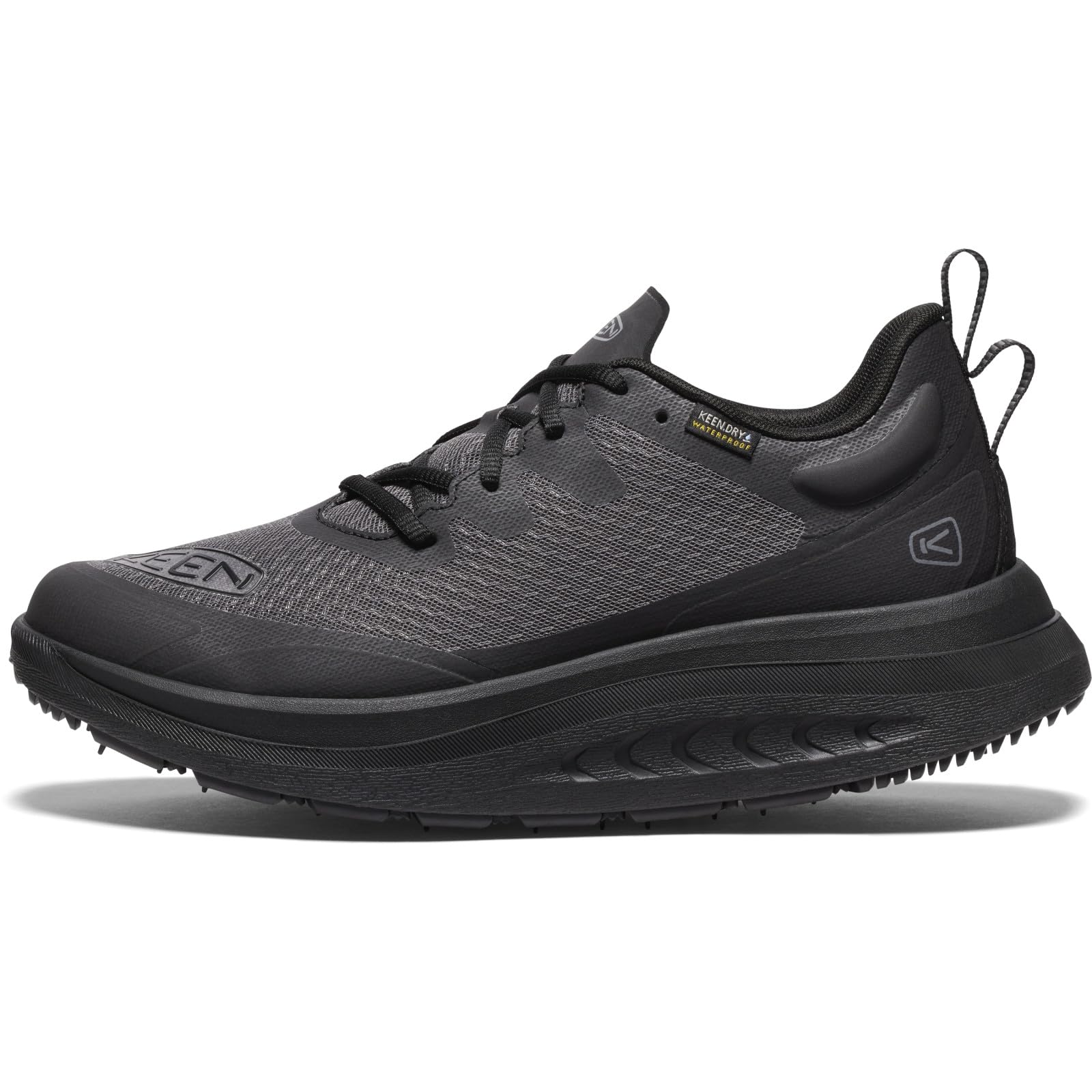 KEEN Women's WK400 Performance Waterproof Walking Shoes, Triple Black, 8.5