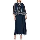 J Kara Women's Plus-Size Beaded Jacket Dress Plus