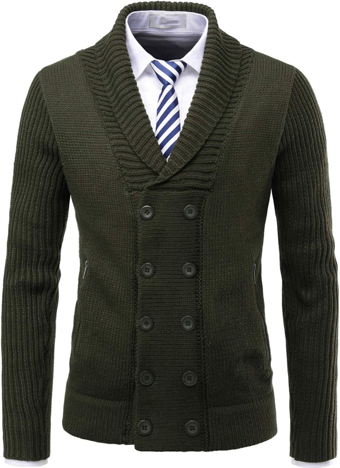 Mens Cable Knit Cardigan Lightweight Knitwear Button VNeck Slim Fit