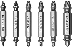 YEKEPRO 6-Piece HSS Screw Extractor Set, Damaged, Stripped, and Broken Bolt Remover Tool, Works with Any Drill and All Screw 