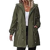 IN'VOLAND Women's Rain Jacket Plus Size Long Raincoat Lightweight Hooded Windbreaker Waterproof Jackets with Pockets
