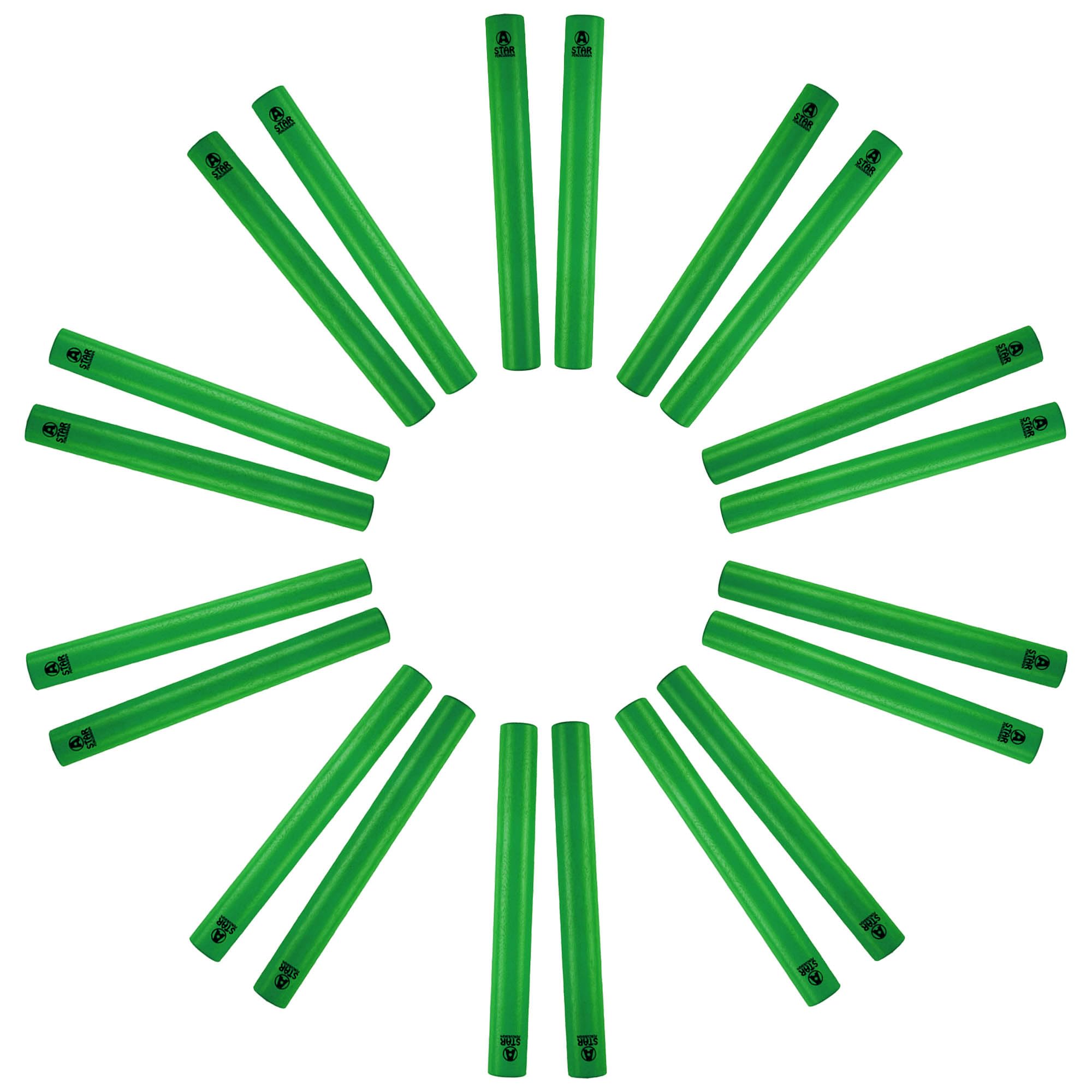 A-Star Green Wood Claves, 20cm - Pack of 10 Pairs - Handheld Rhythm Sticks, Wooden Percussion Instrument