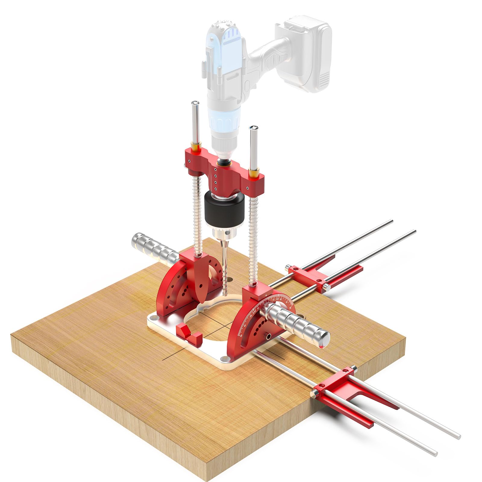 Photo 1 of Multi Angle Drill Guide, Portable Drillling Guide, Precision Drilling Jig Attachment for Drilling Angled or Straight Holes, 0° to 60° Adjustable Angle Drill Guide for 1/16" - 1/2" Power Drills