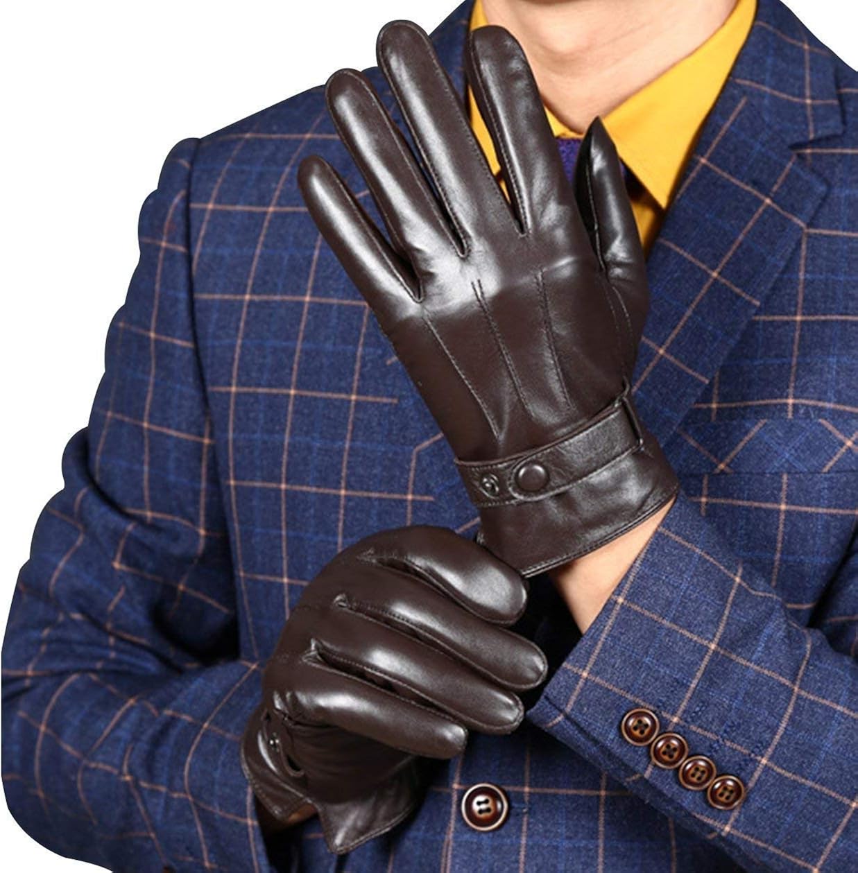 Men'S Winter Leather Gloves Leather Screen Young Fashion Touch Business