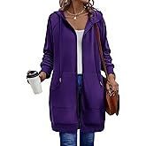 Zeagoo Women's Zip Up Hoodies Long Sleeve Long Tunic Sweatshirts Oversized Fleece Casual 2025 Fall Jacket Coat with Pocket