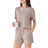 DAVID ARCHY Viscose from Bamboo Pajama Set for Women SuperSoft Short Sleeve Lounge Sets Cooling Summer Comfy 2 Piece Pj Sleep