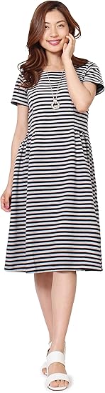 Amazon モードアラカルト ワンピース レディース きれいめ おしゃれワンピース 半袖 夏 夏ワンピース 40代 大きいサイズ 無地 ミディ丈 袖つき ワンピース チュニック 通販