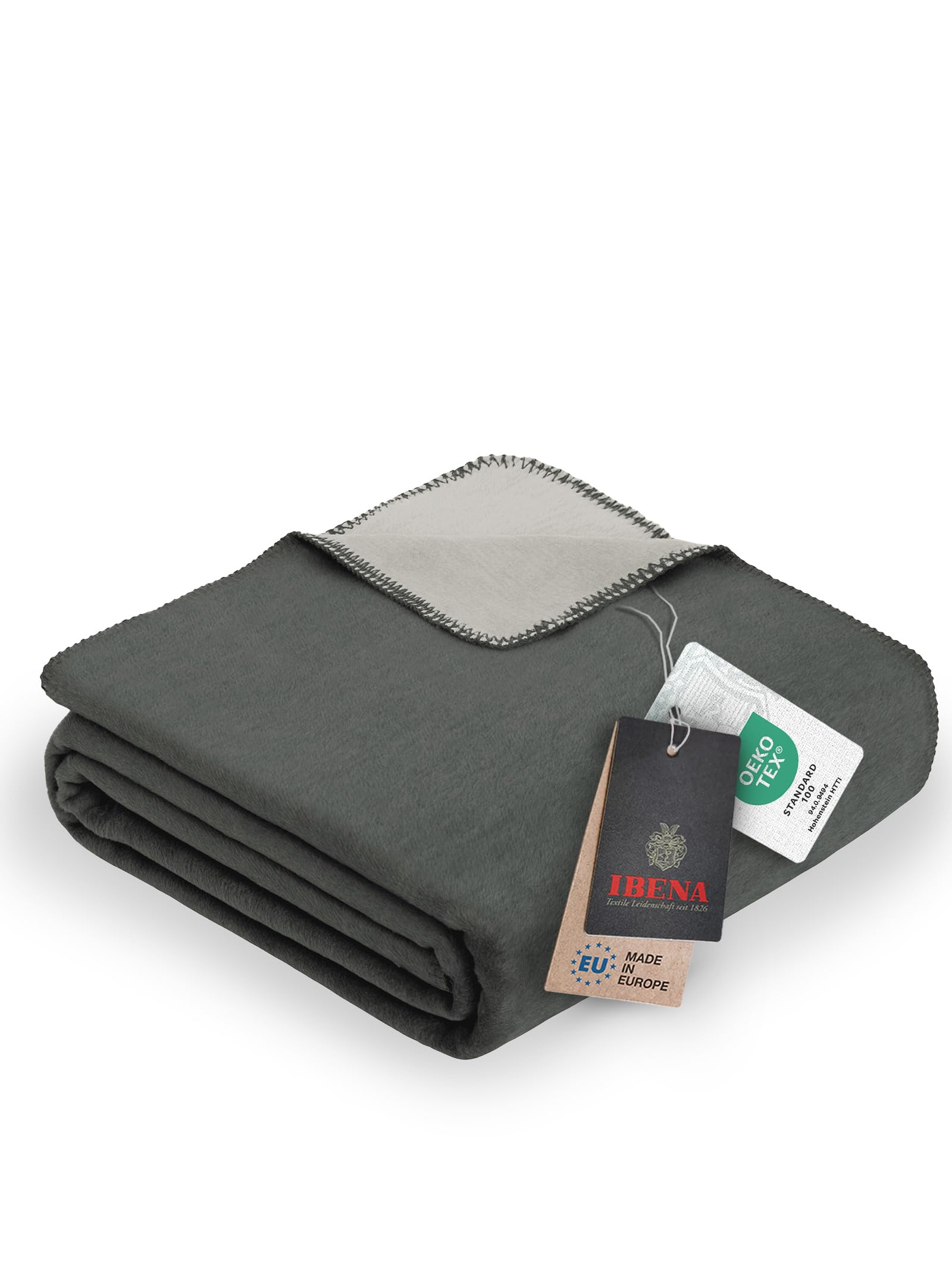 Ibena 2340/840 Cotton Blend Blanket 200 x 150 x 1 cm Grey/Silver
