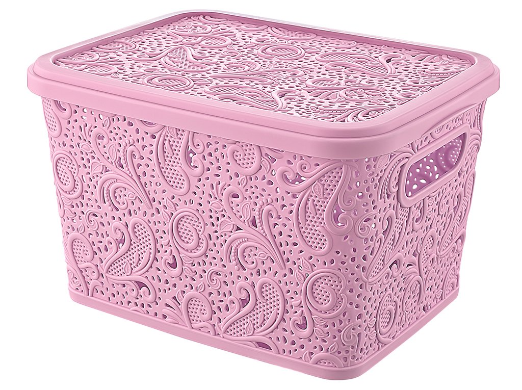 Maya Professional Tools 041210 Multi-Purpose Basket with Lid Floria, 5.5 Litres, Pink and Green and Yellow - Image 3