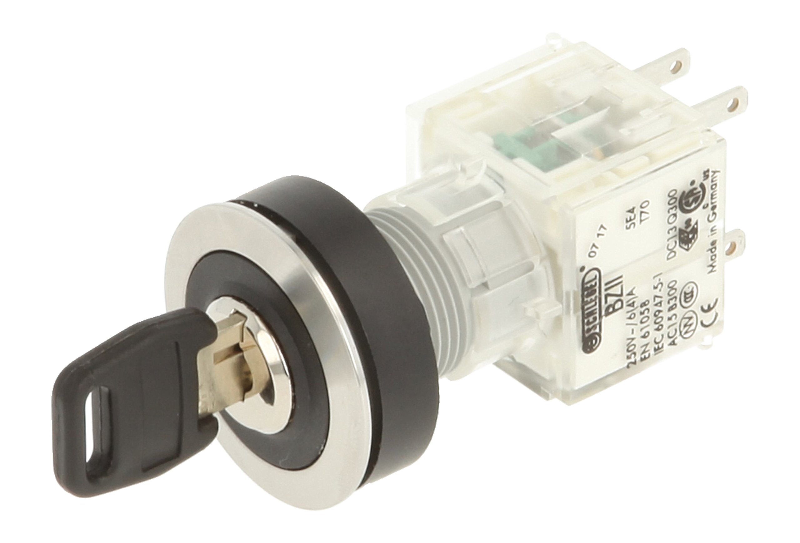 Schlegel 23.001.477 Key Switch Stainless Steel Locking, 2 Positions 12-15 o'clock, Push Contact Sensor 1 Opener/1 NO Contact