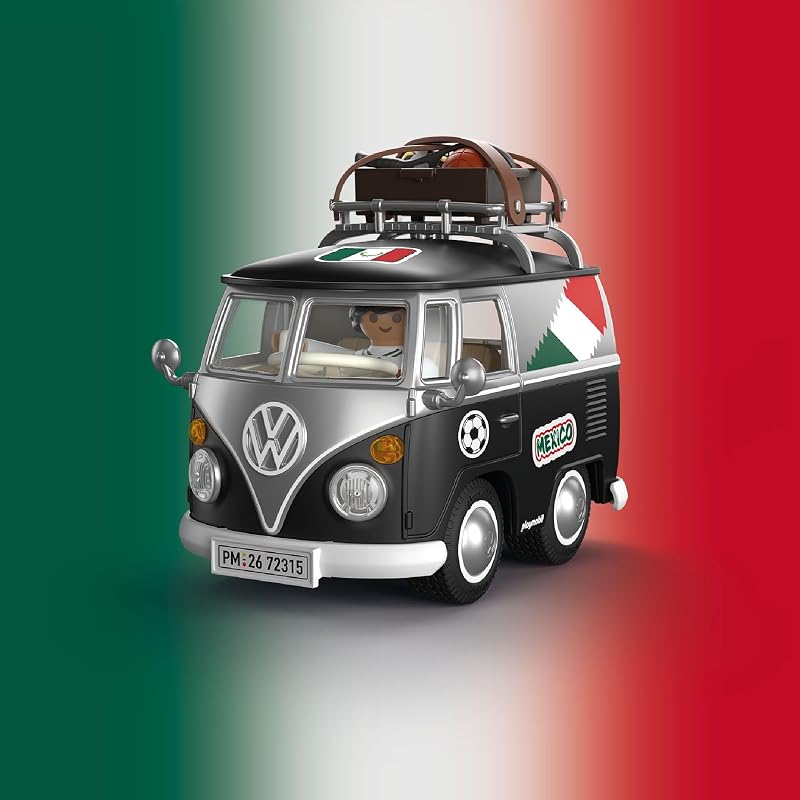 | Volkswagen | Volkswagen T1 Camper Mex Edition | Retro Camper com Equipamento Desportivo, Bagageiro e Folha de Autocolantes | para crianças a partir dos 4 anos | 72315