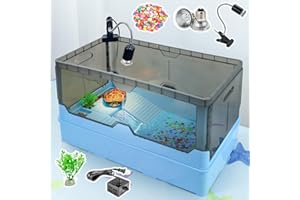 RunDuck Turtle Habitat Tank Kit– Fresh Filtration, Waterplay Fun, Diverse Living, Heat Lamp, Water Pump and Convenient Water Changes in Turtle cage Tanks (Blue, XL)