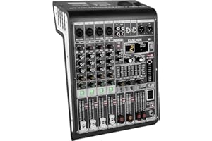 KASCHUN K1 4-Channel Professional Audio Mixer with 99 Bit DSP, XLR Microphone Jack, 48V Phantom Power, Stereo RCA Input/Output - Sound Board Console for PC Recording