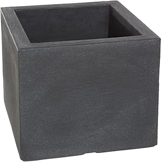 Dehner Blumenkübel Palermo, Schieferoptik, ca. 30 x 30 x 26 cm, Kunststoff, anthrazit