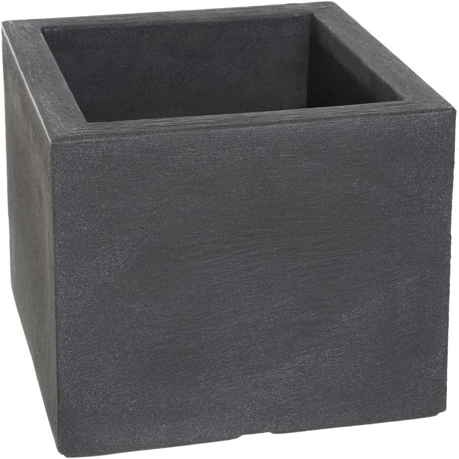Dehner Blumenkübel Palermo, Schieferoptik, ca. 30 x 30 x 26 cm, Kunststoff, anthrazit