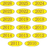 Car Windshield Year Stickers (2010-2026) - 17 Pack(1 per Year), Red & Yellow Large Oval Vinyl - Waterproof, Easy to Remove, Residue-Free - Ideal for Used Car Dealers & Auto Dealerships