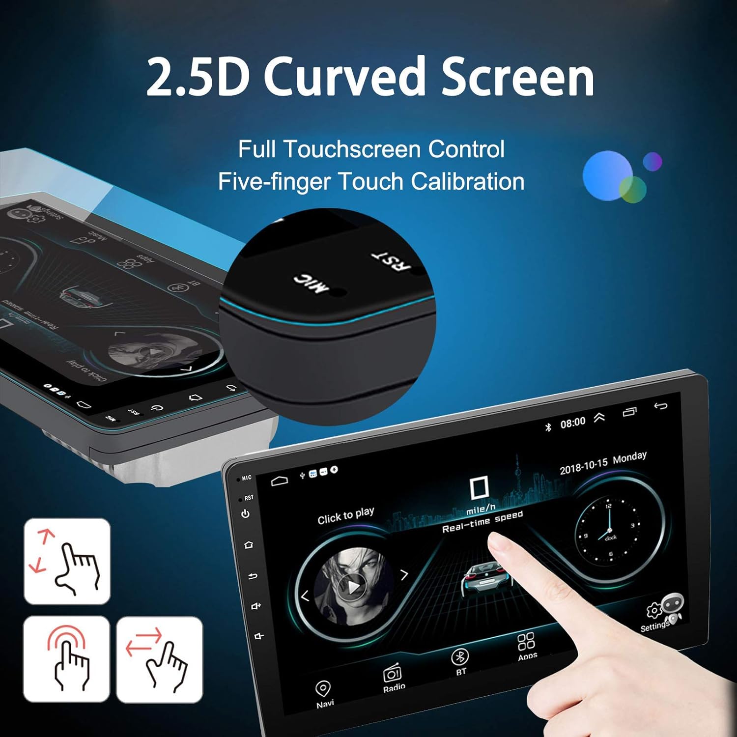 ZHNN Android 9.1 Car Stereo Radio 10 Inch Double Din Touchscreen Multimedia Player in-Dash Head Unit with GPS Navigation Receiver/Bluetooth/Support Mirror Link&Backup Camera Input/Dual USB: GPS & Navigation