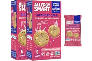 Allergy Smart Crunchy BIRTHDAY CAKE Cookies | Gluten Free, Nut Free, Egg Free, Dairy Free, Non GMO, Kosher | Delicious Vegan School Snack for Kids & On the Go | 10 INDIVIDUALLY WRAPPED (1oz) 2 Packs