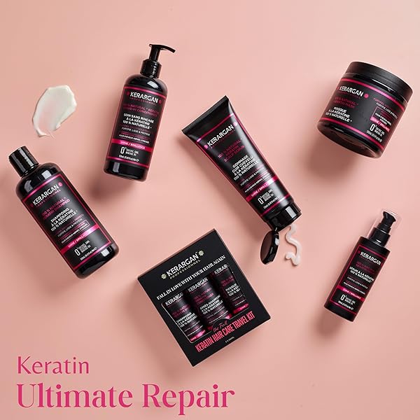 KERARGAN – ULTRA REPAIRING KERATIN SHAMPOO FOR DAMAGED AND STRESSED HAIR – STRENGTHENING, SMOOTHING, AND PROTECTIVE – SULFATE-FREE, GMO-FREE, SILICONE-FREE, MINERAL OIL-FREE – 16.9 FL OZ