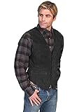 Scully Men's Suede Leather Western Vest, Black Boar