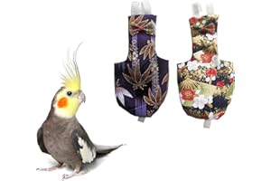 UKJENT Bird Diaper Protective Parrot Nappy - 2 Pack, Reusable Flight Suit with Waterproof Inner Layer, Washable Cute Urine Wet Suit for Parakeet Cockatiel Mini Macaw Budgie Canary(M)