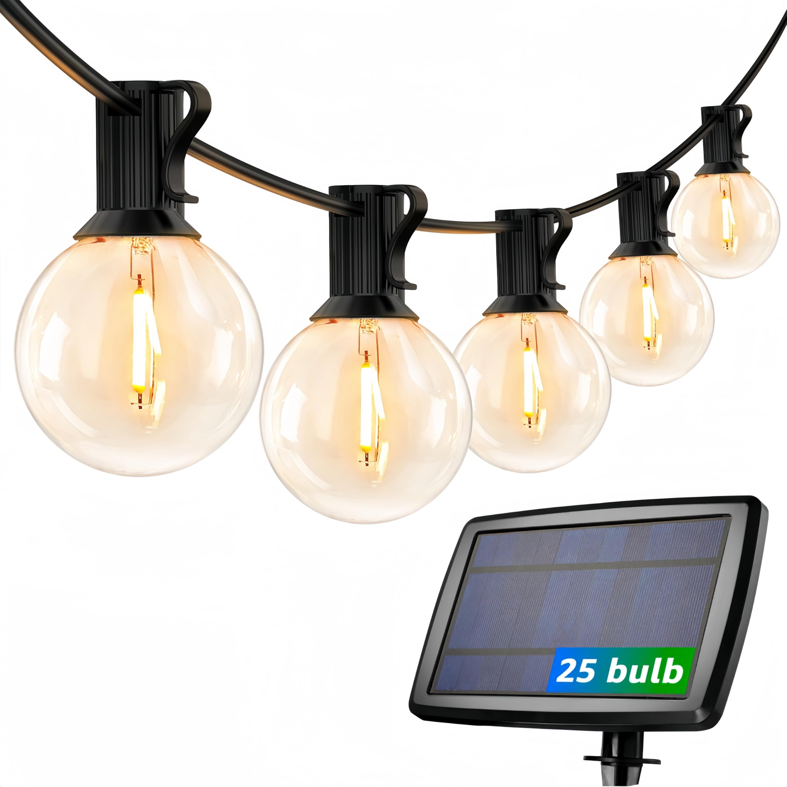 Photo 1 of Lepro Solar Outdoor String Lights Patio Bistro Lights, 25ft 26 LED G40 Bulbs, USB Rechargeable Portable Edison Café String Lights for Porch, Pergola, Backyard, Garden, Pool, Party, Camping, 3600mAh
