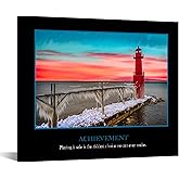 KREATIVE ARTS Canvas Quotes with Frame 20x24inch Achievement Art for Office Wall Decor Inspirational Wall Arts Motivational Posters Work Posters Contemporary Lighthouses Seascape Picture