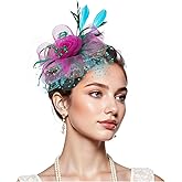 Zando Kentucky Fascinators Hats for Women Derby Tea Party Hat Flower Mesh Feathers Headband Headwear Hair Clip Girls