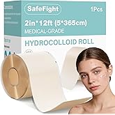 SafeFight Hydrocolloid Roll for Wound Care, Medical-Grade Hydrocolloid Patch Bandages with Self-Adhesive, Cut-to-Size Ultra Absorbent, Flexible & Waterproof, First Aid Kit Essential (2in*12ft)