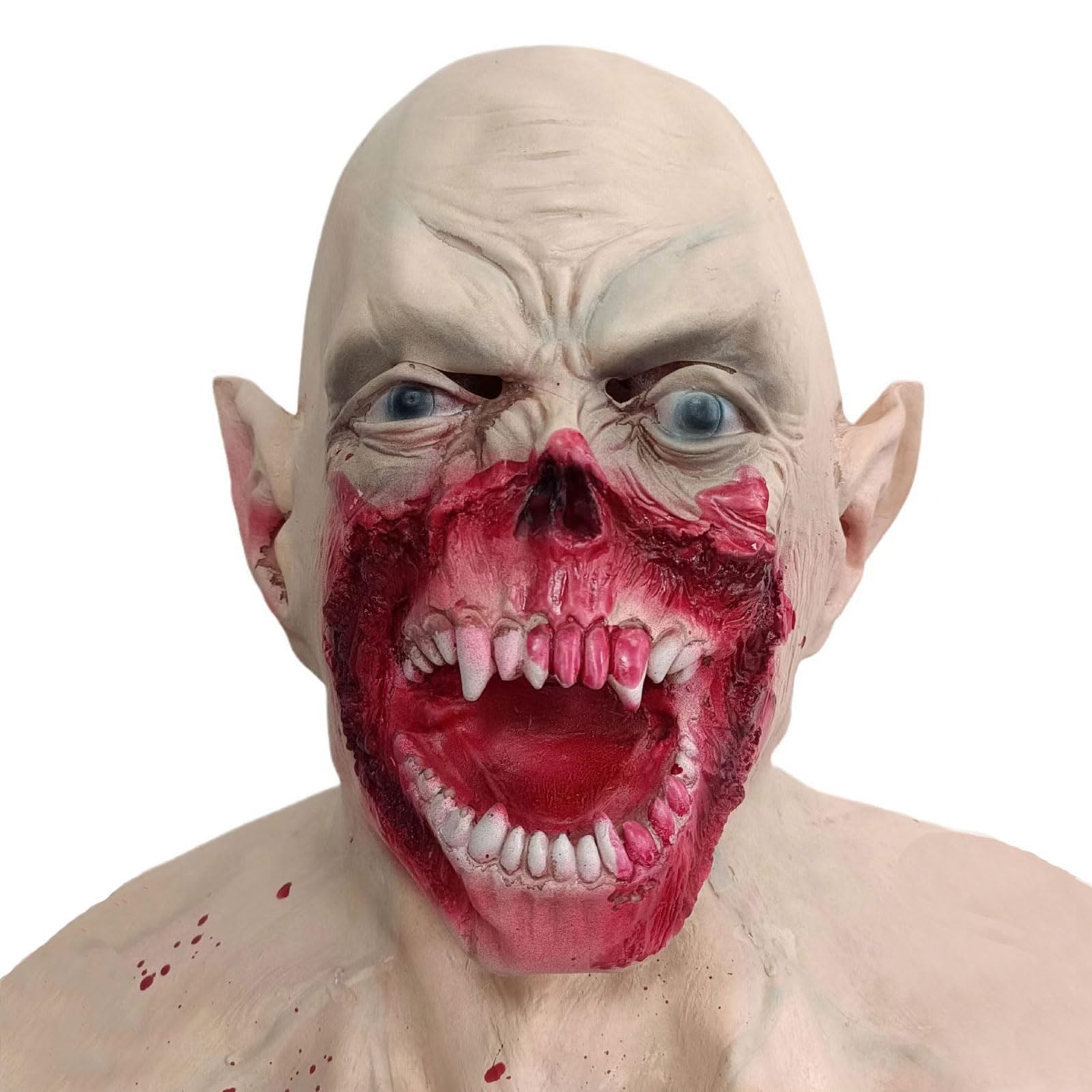 Photo 1 of Scary Vampire Big Mouth Mask, Creepy Demon Monster Zombie Head Masks for Halloween Cosplay Party Props - Grey