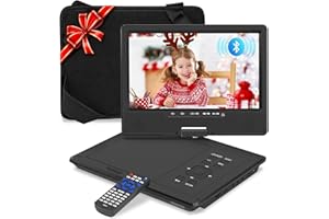 HOTHAT 12.5" Portable DVD Player, Bluetooth Headrest Video Players with 10.1" Swivel Screen, 5 Hours Rechargeable Battery, DVD Player for car, Regions Free, Car DVD Player Supports SD/USB/Sync TV