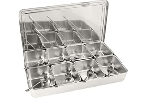 Yinhing Box, Leakproof Condiment Container Condiment Storage Containers Jar 8 Grids Aluminium Alloy Seasoning Box Seasoning S