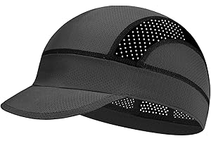 Oversize XXL Cooling Skull Cap Helmet Liner with Sun Visor, Lightweight Mesh Running Cycling Cap for Men Women