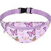 Vipdeal Butterfly Kids Fanny Pack for Girls, Travel Small Waist Bag Crossbody Belt Bag for Little Girls Toddler Cute Fanny Bag, Purple