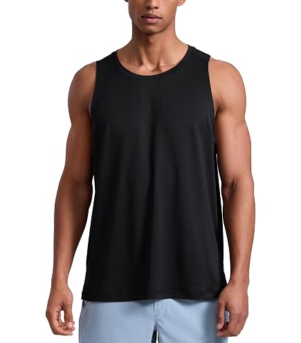Amazon.com: CRZ YOGA Micro-Mesh Crewneck Tank Tops Black Small
