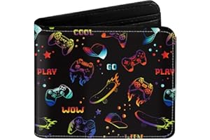 EXXBYELI Gaming Gifts for Boys Wallet Gamepad Leather Wallets Credit Id Card Cash Holder Rfid Blocking Zipper Cool Funny Aesthetic Gaming Wallets Gifts With Coin Pocket Id Window Wallets for Boys Gamers Men